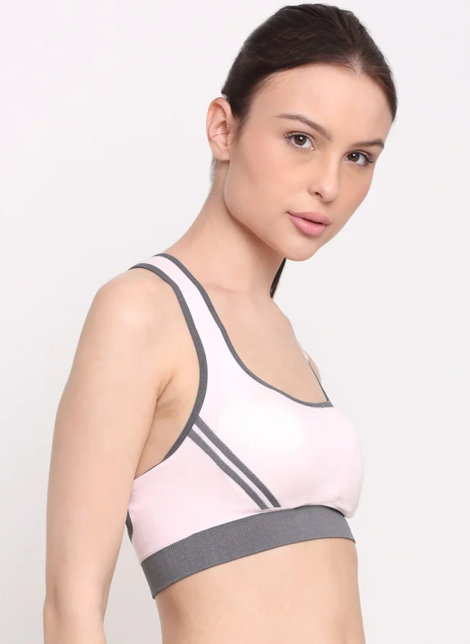 Laceandme Laceandme Pink & Grey Lightly Padded Moisture Wicking Rapid Dry Sports Bra